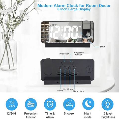 LED Digital Projection Alarm Clock