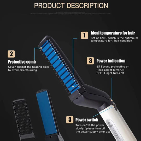 Men's Hair & Beard Straightener Brush