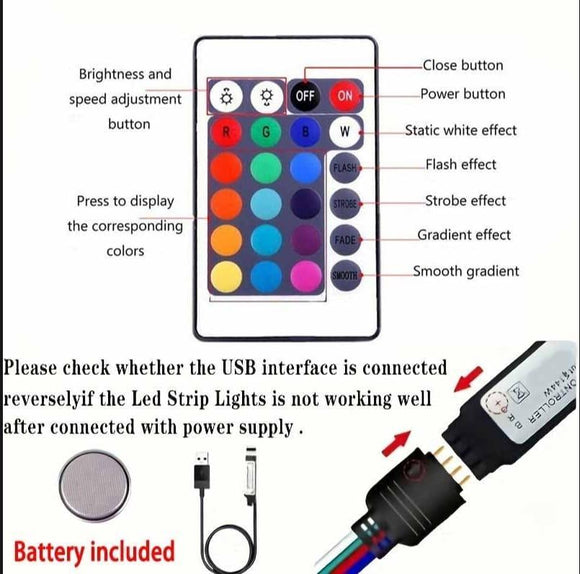 Multicolour RGB LED Light 16.4ft (5M)