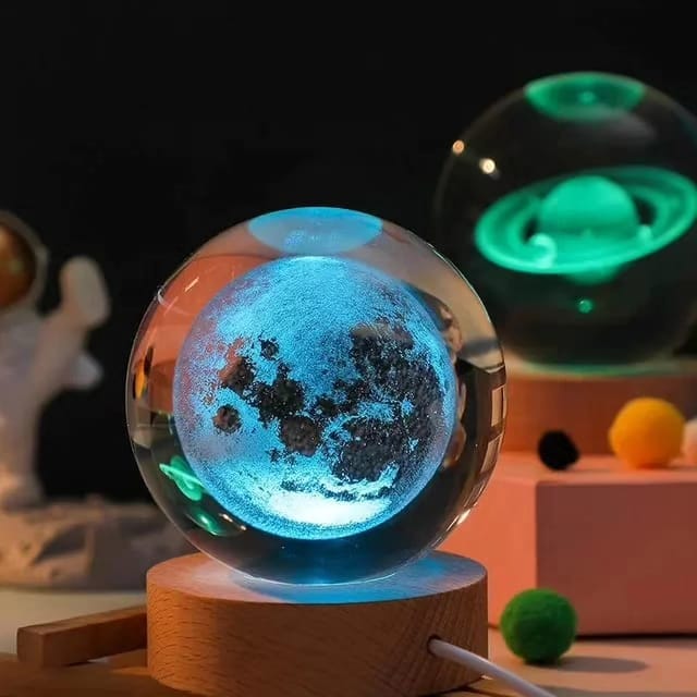 3d Crystal Moon Randomly Design Crystal Planet Globe 3d Laser Engraved Solar System Ball