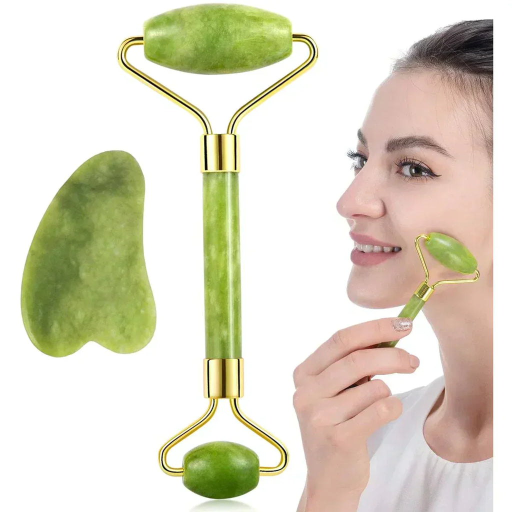 Face Jade Roller and Gua Sha Stone SET (Anti Aging)